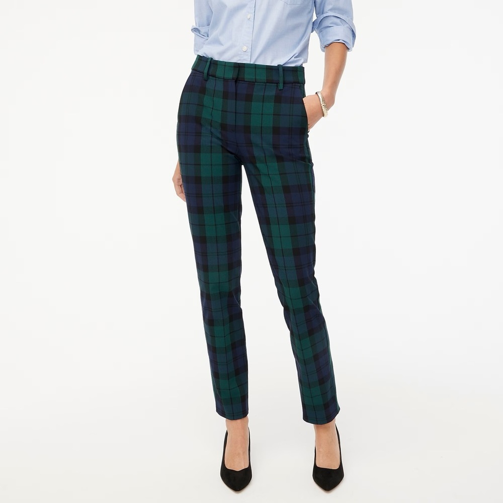 J. Crew | NWT ✨ Black Watch Plaid Green & Navy Blue Full Length Ruby Pants